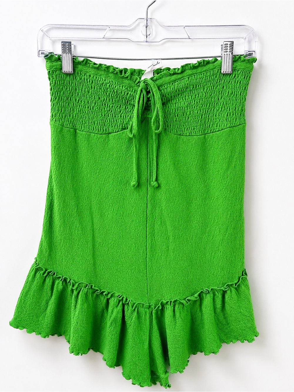 Out From Under Green Smocked Strapless Ruffle Romper Size Small